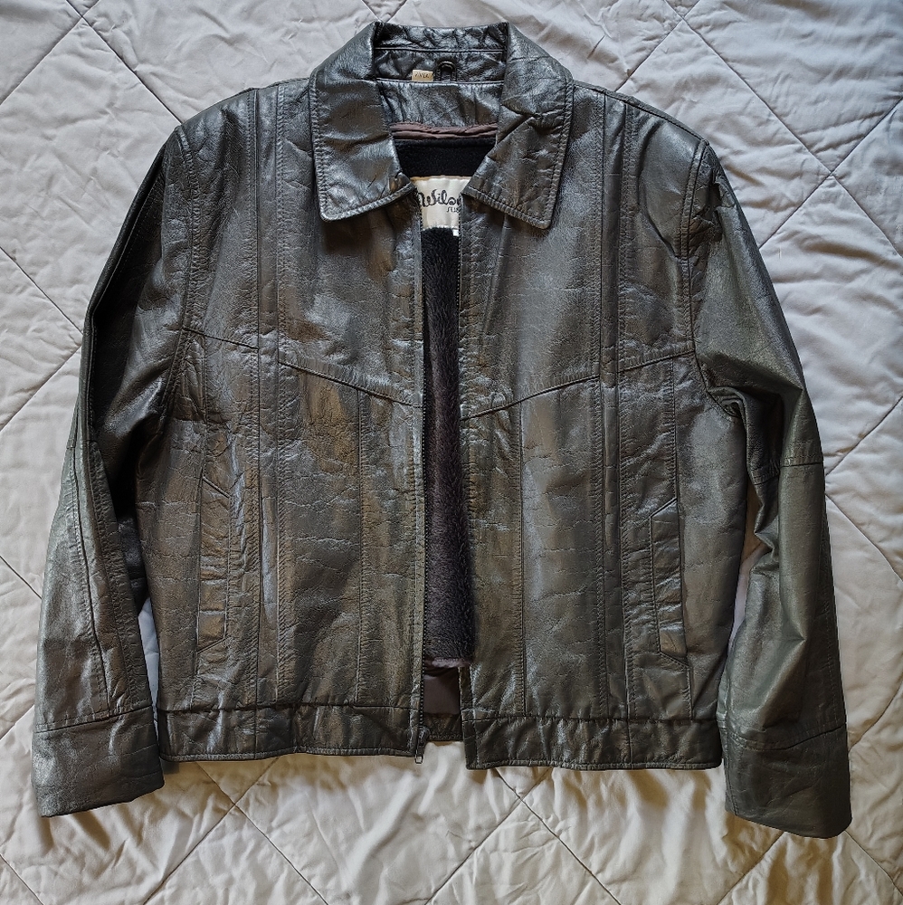 Vintage Late 70s Wilson's Leather Jacket Size 42 Charcoal Petina